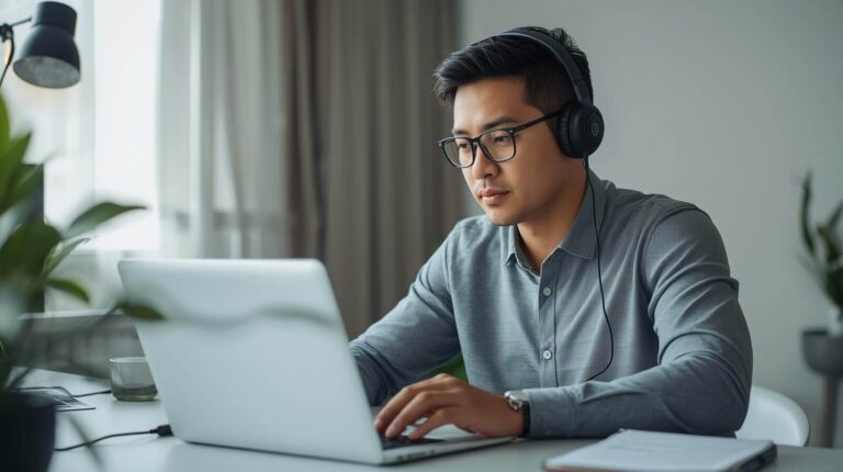 Profissional estudando inglês de forma estratégica com pouco tempo disponível