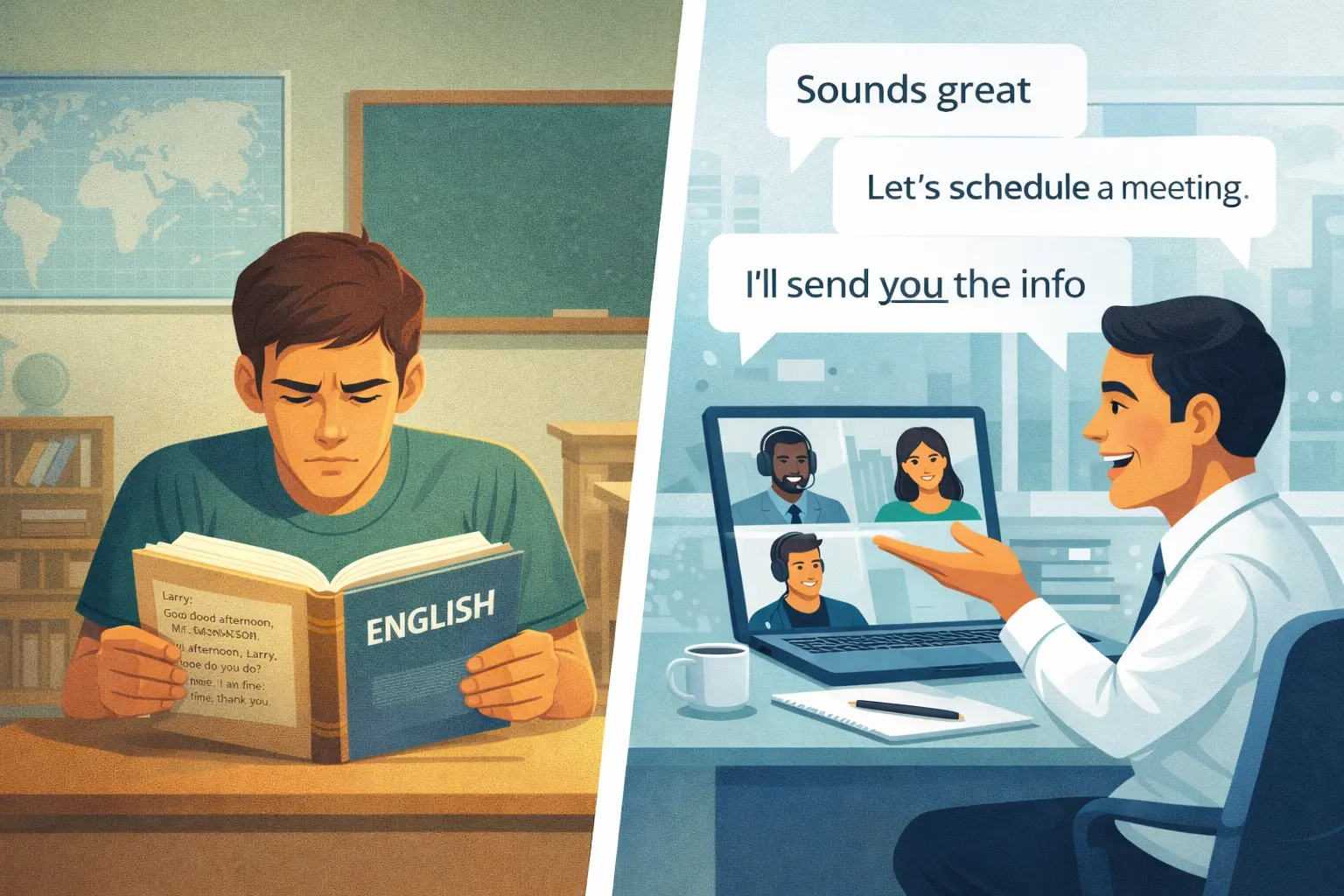 diferença entre inglês de livro didático e inglês do mundo real