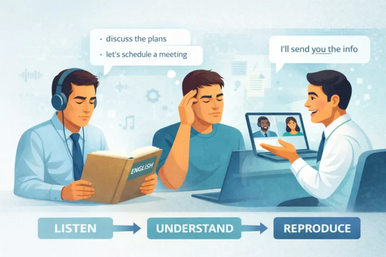 processo escutar entender reproduzir para falar inglês
